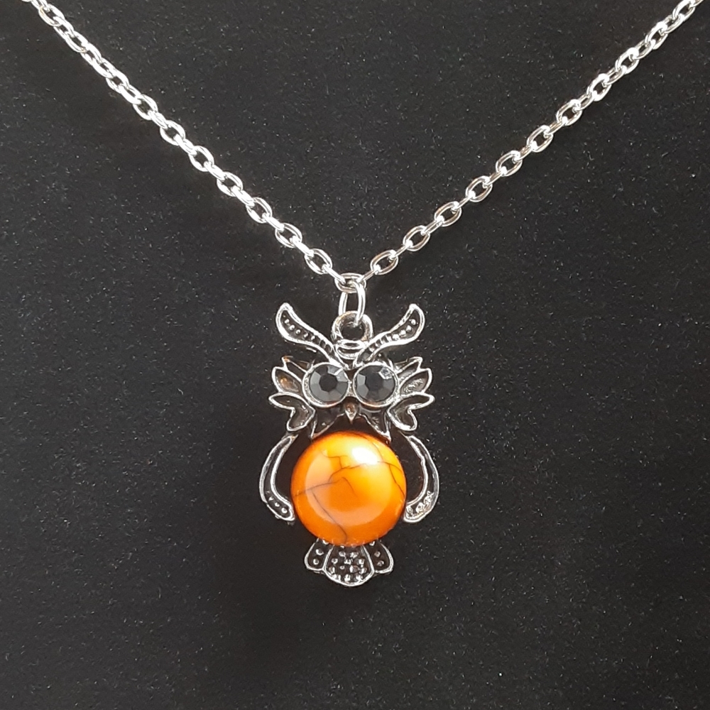 Owl Necklace Orange